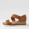 Women DJANGO & JULIETTE Ide Dark Tan Weave Leather Sandals