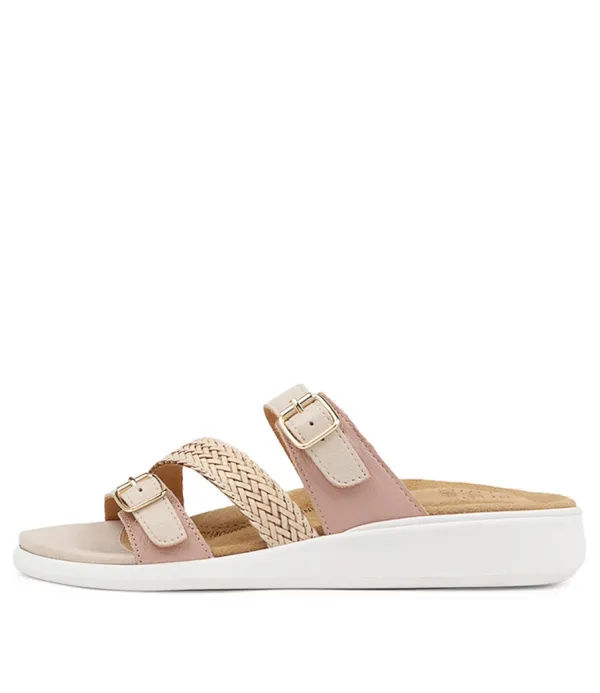 Women ZIERA Ieanny W Nude Multi Leather Weave Slides