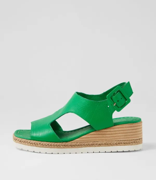 Women DJANGO & JULIETTE Ippa Bright Emerald Leather Sandals