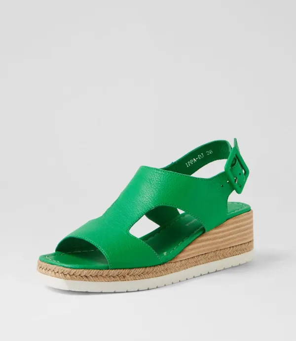 Women DJANGO & JULIETTE Ippa Bright Emerald Leather Sandals