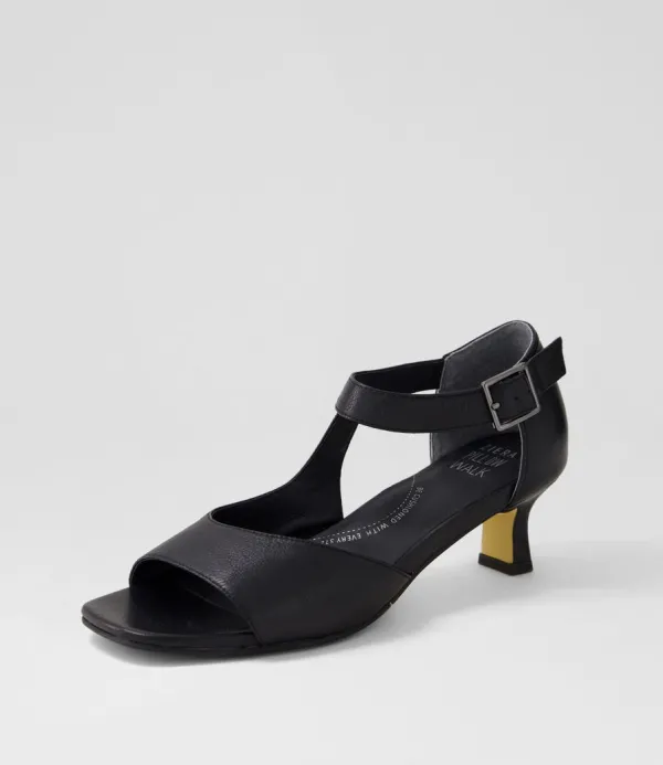 Women ZIERA Irunn Xw Black Leather Sandals