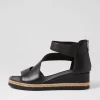 Women DJANGO & JULIETTE Ismet Black Leather Espadrilles