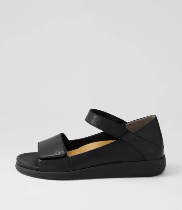 Women ZIERA Isolde W Black Leather Sandals