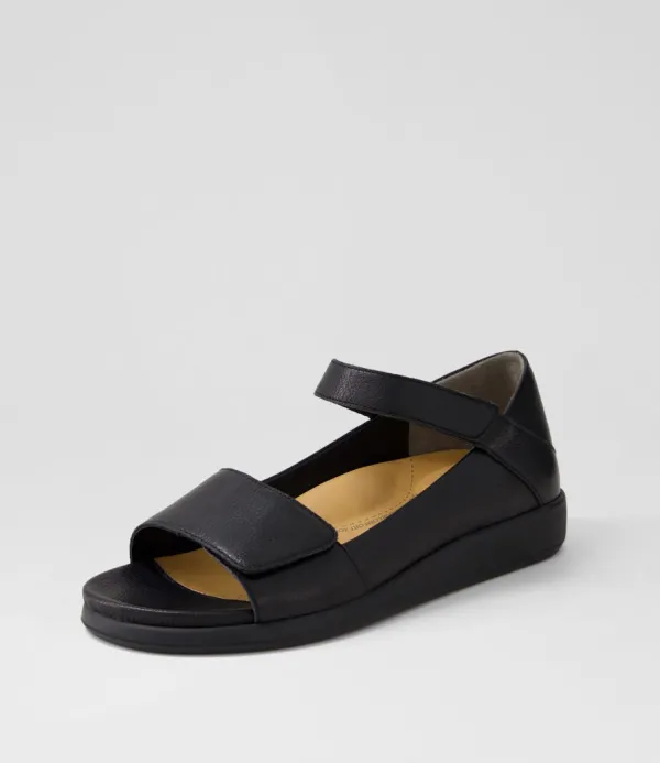 Women ZIERA Isolde W Black Leather Sandals
