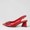 Women DJANGO & JULIETTE Itzel Red Satin Leather Heels