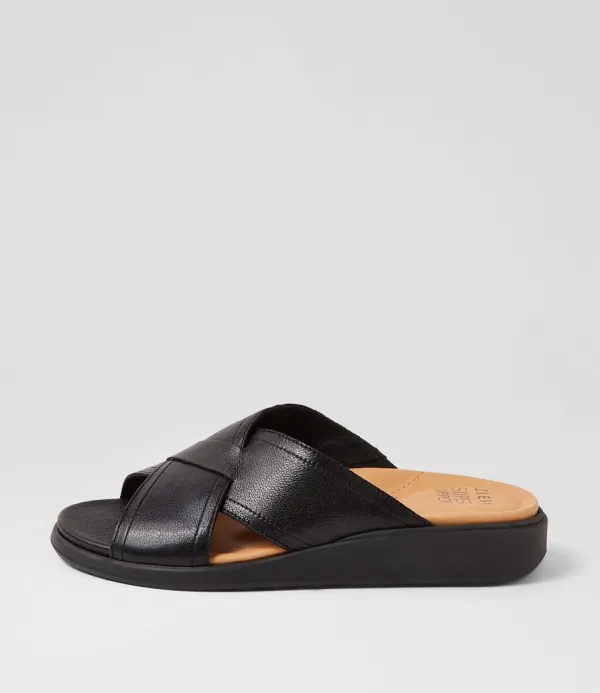 Women ZIERA Iyolo W Black Leather Slides