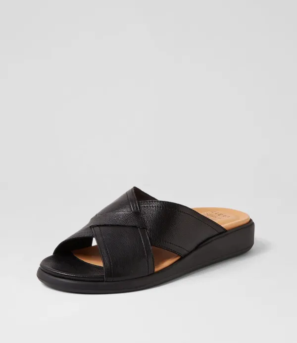Women ZIERA Iyolo W Black Leather Slides