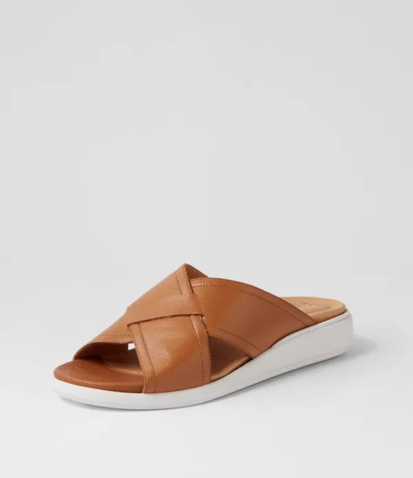 Women ZIERA Iyolo W Dark Tan Leather Slides