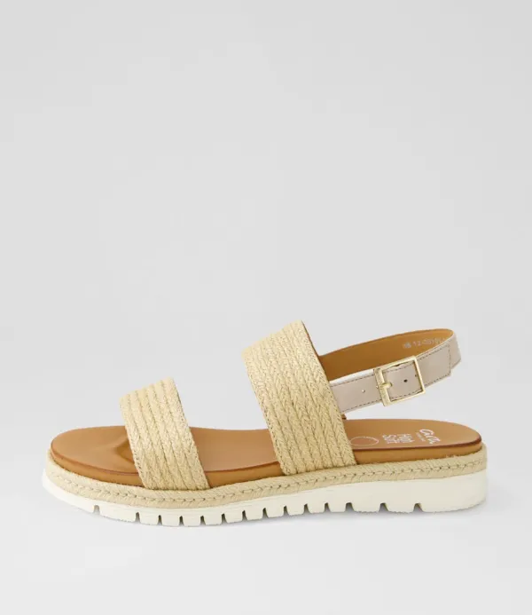 Women ARA Jamaika 1 Natural Sand Fabric Sandals