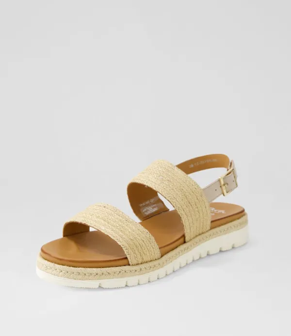 Women ARA Jamaika 1 Natural Sand Fabric Sandals