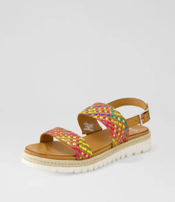 Women ARA Jamaika 1 Rainbow Multi Leather Sandals
