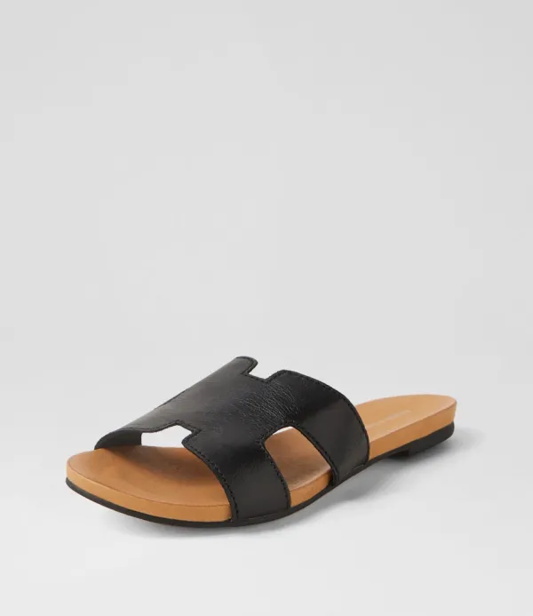 Women DJANGO & JULIETTE Jamel Black Leather Slides