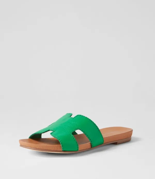 Women DJANGO & JULIETTE Jamel Bright Emerald Leather Slides