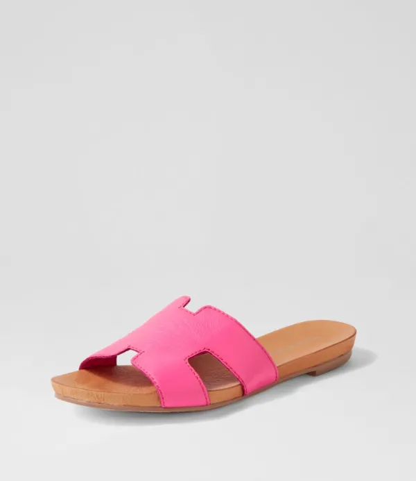 Women DJANGO & JULIETTE Jamel Hot Pink Leather Slides
