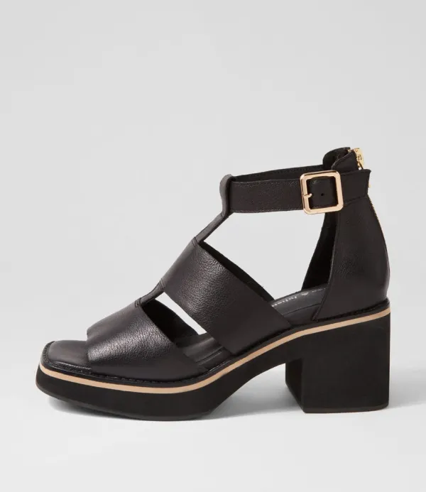 Women DJANGO & JULIETTE Jasty Black Leather Sandals