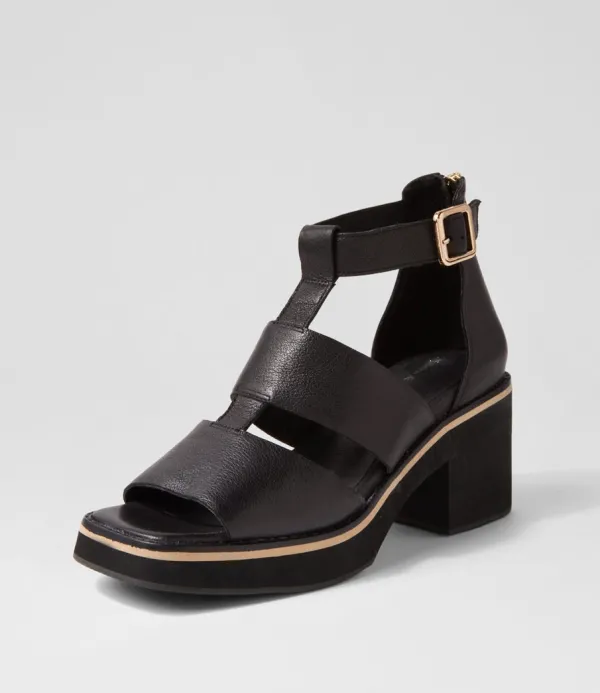 Women DJANGO & JULIETTE Jasty Black Leather Sandals