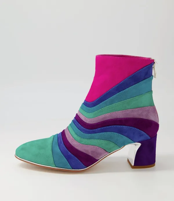 Women DJANGO & JULIETTE Jatalie Purple Multi Ankle Boots