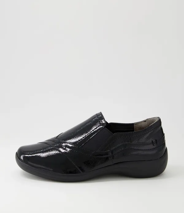 Women ZIERA Java Xf Black Patent Leather Flat Shoes