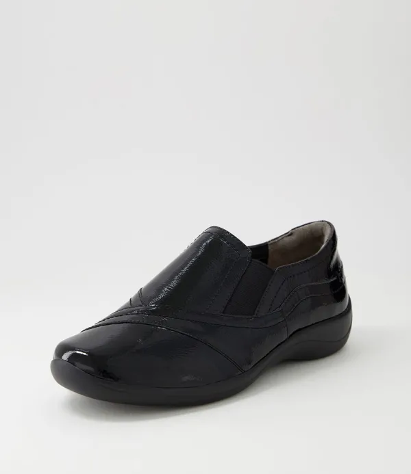 Women ZIERA Java Xf Black Patent Leather Flat Shoes