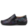 Women ZIERA Java Xf Blue Multi Leather Flat Shoes