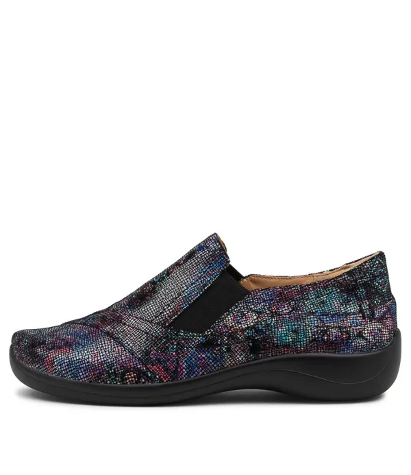 Women ZIERA Java Xf Blue Multi Leather Flat Shoes