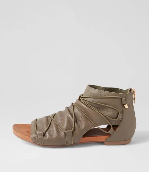 Women DJANGO & JULIETTE Javi Olive Leather Sandals