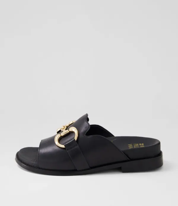 Women ZIERA Jekkela W Black Leather Slides