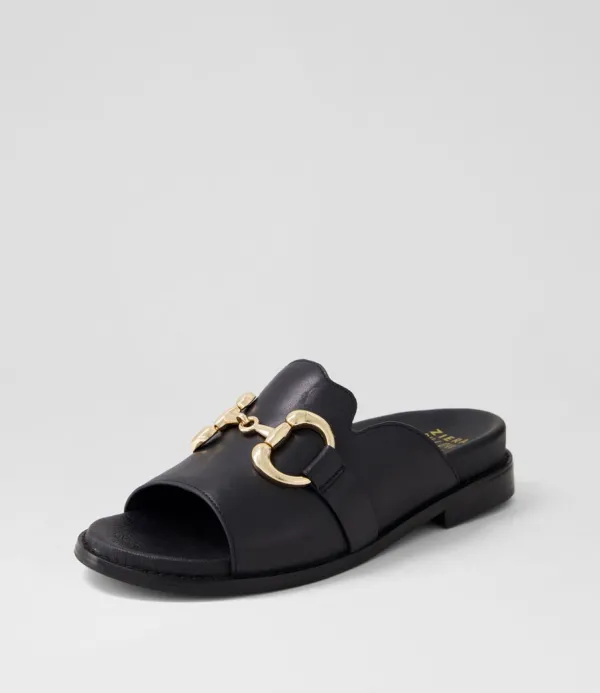Women ZIERA Jekkela W Black Leather Slides