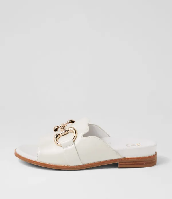 Women ZIERA Jekkela W White Leather Slides