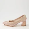 Women DJANGO & JULIETTE Jenice Rose Gold Petrol Leather Heels