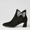 Women DJANGO & JULIETTE Jeya Black Silver Suede Jewels Ankle Boots