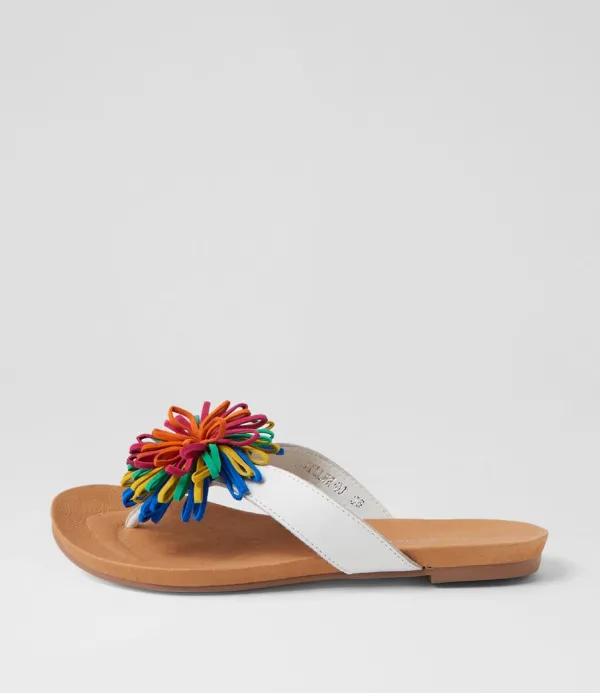 Women DJANGO & JULIETTE Jillee White Bright Leather Thongs