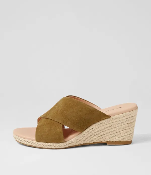 Women DIANA FERRARI Jinna Khaki Suede Sandals