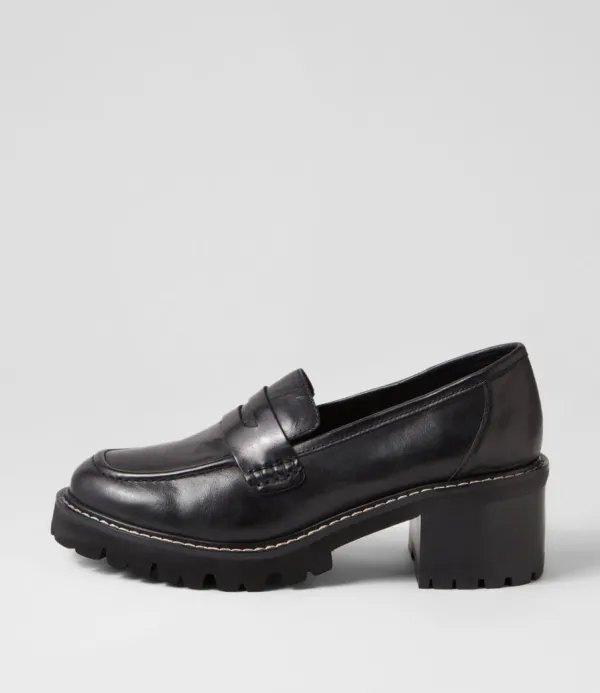 Women TOP END Jinnah Black Leather Heels