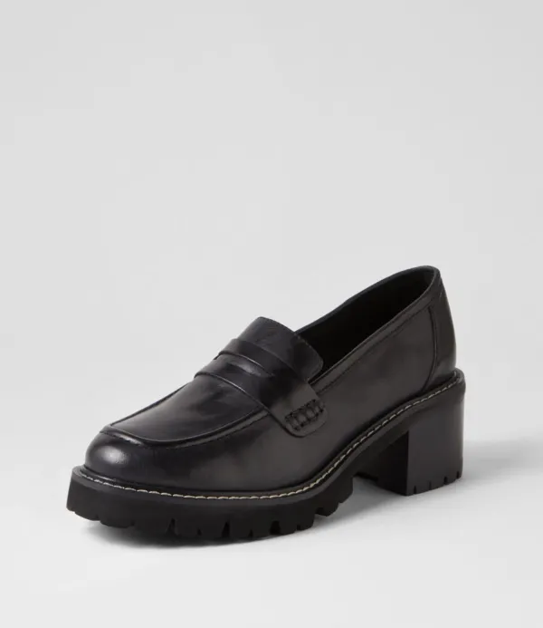 Women TOP END Jinnah Black Leather Heels