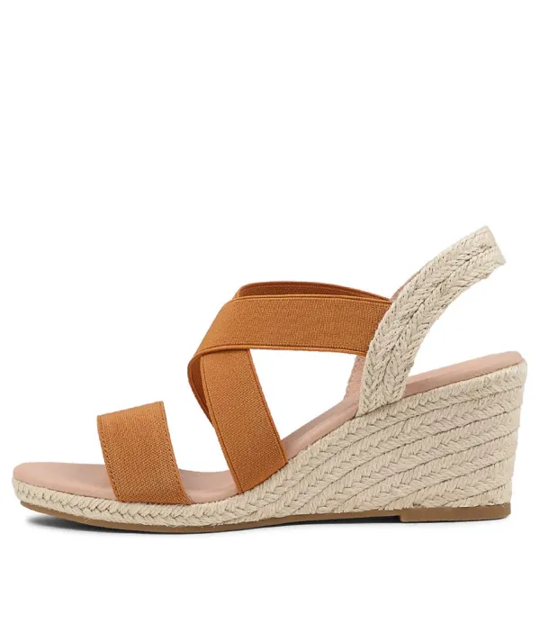 Women DIANA FERRARI Jolli Tan Elastic Sandals