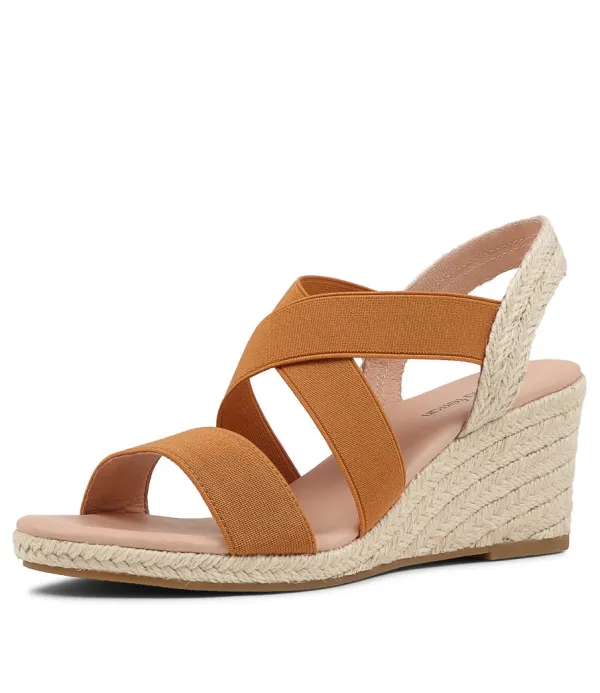 Women DIANA FERRARI Jolli Tan Elastic Sandals