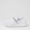 Women DJANGO & JULIETTE Jolo White Silver Trim Fabric Sneakers