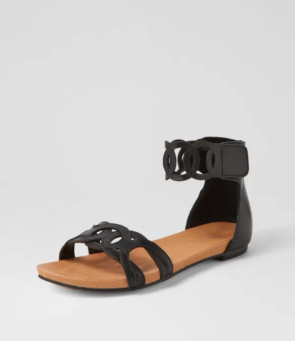 Women DJANGO & JULIETTE Jubu Black Leather Sandals
