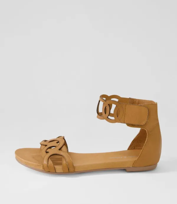 Women DJANGO & JULIETTE Jubu Dark Tan Leather Sandals