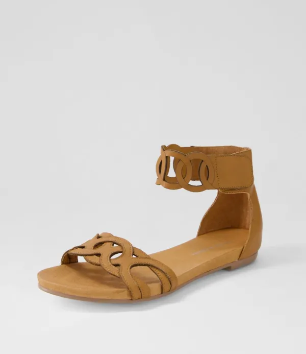Women DJANGO & JULIETTE Jubu Dark Tan Leather Sandals
