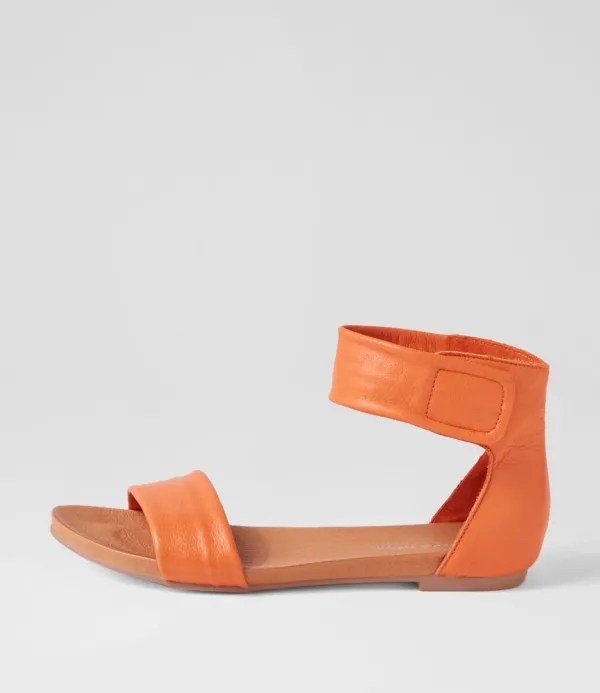 Women DJANGO & JULIETTE Juzz Bright Orange Leather Sandals