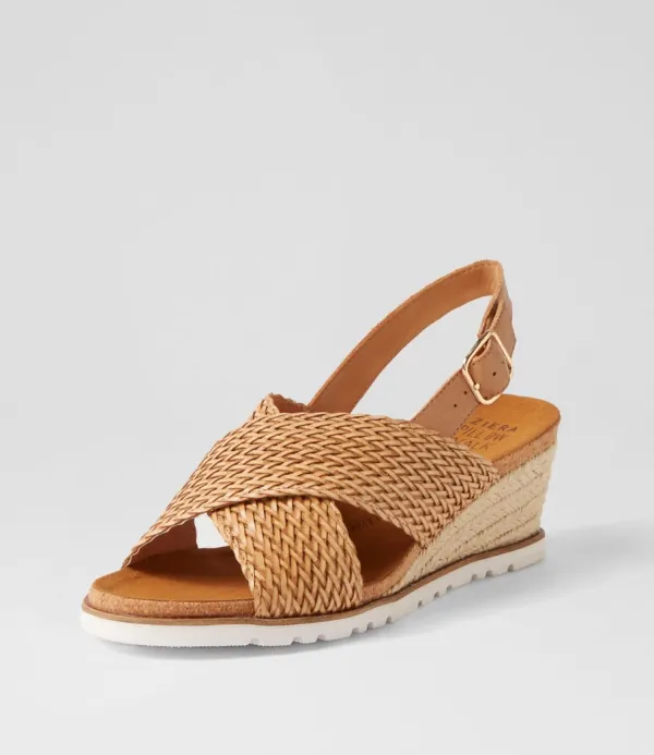 Women ZIERA Kaeme W Biscuit Weave Leather Sandals