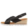 Women ZIERA Kaeme W Black Weave Leather Sandals