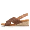 Women ZIERA Kaeme W Cognac Weave Leather Sandals