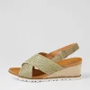 Women ZIERA Kaeme W Khaki Weave Leather Sandals