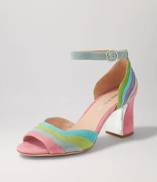 Women DJANGO & JULIETTE Kage Pastel Multi Suede Sandals