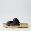 Women ZIERA Kapila W Black Leather Espadrilles