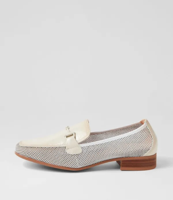 Women HISPANITAS Kenia 62 White Panna Mesh Leather Loafers
