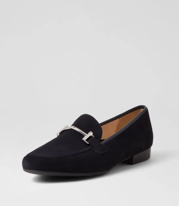 Women ARA Kent 72 Blue Leather Flat Shoes